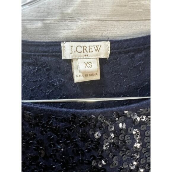 New‎ J CREW Sequin Sparkle Glitter Tank Tops Navy Blue XS - Picture 4 of 5
